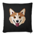 Corgi Face Throw Pillow Cover 18” x 18” - black